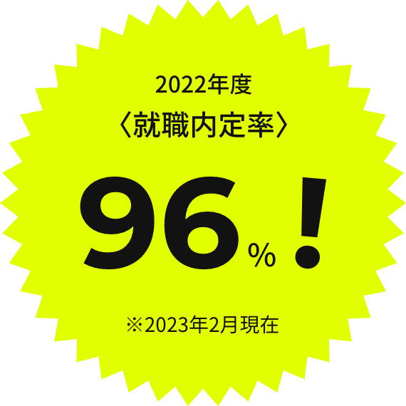 2022年度〈就職内定率〉96%!※2023年2月現在